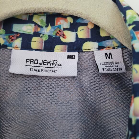 Projek Raw Size M Tropical Drink Print Short Sleeve Button Up Vacation Shirt - Picture 3 of 9